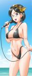  bikini byeontae_jagga cleavage erect_nipples kantai_collection kirishima_(kancolle) megane swimsuits underboob 
