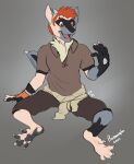 2023 absurd_res anthro black_body black_pawpads black_scales blue_body blue_fur bottomwear clothed clothing drackal feet foot_focus foot_transformation full_pad fur generation_4_pokemon gloves hair handwear hi_res horn human human_to_anthro hybrid invalid_tag kobold lost_in_chaos_scar male mammal mid_transformation neck_tuft nintendo orange_eyes pawpad_growth pawpads pixiemiata pokemon pokemon_(species) ra&#039;zim red_hair riolu sash scales scaly_pawpads shirt shorts species_transformation squirrel_(lost_in_chaos) squirrel_(razim) tan_body tan_fur topwear transformation tuft white_body white_skin wings