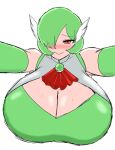 2023 armwear big_breasts blush bodily_fluids breasts bust_portrait cleavage_cutout clothing cutout digital_drawing_(artwork) digital_media_(artwork) elbow_gloves eyelashes female first_person_view front_view gardevoir generation_3_pokemon gloves green_hair hair hair_over_eye handwear head_wings hi_res hug huge_breasts hugging_viewer humanoid humanoidized light_body light_skin lips looking_at_viewer momijizx narrowed_eyes nintendo not_furry one_eye_obstructed pokemon pokemon_(species) portrait reaching_towards_viewer red_eyes short_hair simple_background smile smiling_at_viewer solo sweat sweaty_breasts tight_clothing translucent translucent_hair white_background wings