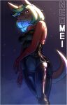 anthro female green_hair hair hi_res latex marblechip neomei_(celestialneumo) solo