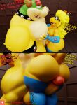  anthro balls big_butt big_penis bowser butt camseven comic dialogue duo genitals hi_res kamek koopa magikoopa male male/male mario_bros nintendo penis scalie size_difference 