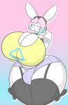  absurd_res big_breasts big_bulge big_butt breast_implants breasts bulge butt clothing femboy gradient_background hi_res huge_breasts hyper hyper_breasts lagomorph leporid male male_(lore) mammal pb_(theycallhimcake) rabbit simple_background solo thick_thighs zaclyn 