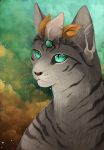  2014 ambiguous_gender black_nose cat digital_media_(artwork) feline feral fur green_eyes grey_fur mammal maplespyder solo whiskers 