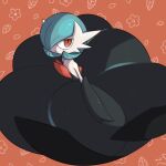  alternate_color black_dress black_gloves blue_hair bob_cut colored_skin dress elbow_gloves gardevoir gloves hair_over_one_eye highres looking_at_viewer mega_gardevoir mega_pokemon nullma pink_eyes pokemon pokemon_(creature) shiny_pokemon simple_background strapless strapless_dress white_skin 