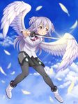  baruubaado90 gakusentoshi_asterisk pantyhose seifuku sword toudou_kirin wings 