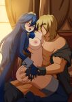  absurdres ass ass_grab bedroom blonde_hair blue_eyes blue_hair blush boots breast_sucking breasts capcom cape clothed_sex crossover fingerless_gloves fire_emblem fire_emblem_awakening girl_on_top gloves grabbing grabbing_another&#039;s_ass grabbing_another&#039;s_breast groping highres ken_masters kmkz-art large_breasts lucina_(fire_emblem) nipples non-web_source open_mouth sex street_fighter super_smash_bros. tiara vaginal 