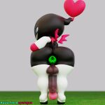  3d_(artwork) absurd_res armwear balls big_balls big_butt big_penis black_body butt chao_(sonic) chaos_emerald clothing dark_chao digital_media_(artwork) english_text footwear gem genitals gloves hand_on_butt handwear heart_symbol hi_res huge_balls huge_penis humanoid humanoid_genitalia humanoid_penis kawa_the_asparagus legwear looking_at_viewer looking_back male multicolored_body multicolored_penis nipples not_furry object_in_ass penis sega simple_background smile solo sonic_the_hedgehog_(series) tail text thick_thighs two_tone_body wings 