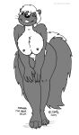 2023 anthro big_breasts breasts claws female greyscale grin hair hi_res mammal mephitid miranda_(sergewolf) monochrome nipples nude skunk smile solo striped_skunk tegerio whiskers