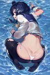  ass kantai_collection pantsu pantyhose see_through seifuku sola7764 string_panties tokitsukaze_(kancolle) torn_clothes wet wet_clothes 