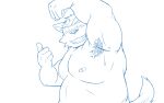 2024 anthro armpit_hair belly bodily_fluids body_hair canid canine canis domestic_dog humanoid_hands kemono male mammal moobs nipples oogamikennta overweight overweight_male simple_background smile solo sweat white_background