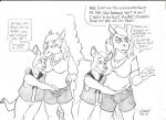 2024 anthro bottomless bottomwear breasts clothed clothing comic dialogue dipstick_ears dipstick_tail duo ear_markings english_text equid equine female flinters_(character) fur hair hand_in_pants horse kangaroo macropod male male/female mammal markings marsupial multicolored_ears open_clothing open_topwear open_vest rabbi-tom red_shetland scarf shorts tail tail_markings text thought_bubble topwear vest