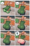  5_fingers 6_panel_comic absurd_res amused anthro areola big_areola big_breasts big_nipples black_clothing black_leggings black_legwear breast_expansion breast_squish breasts brown_body brown_fur clothing comic deer detailed_background english_text expansion female fingers food fruit fur grapefruit green_clothing green_shirt green_topwear heart_symbol hi_res huge_breasts hyper hyper_breasts leggings legwear mammal melon nipples onomatopoeia orange_(fruit) pink_areola pink_nipples plant sagging_breasts sally_(somekindofsnake) shaded shirt signature solo somekindofsnake sound_effects squish store surprise text thought_bubble topwear watermelon 