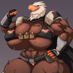  1:1 2024 5_fingers absurd_res accipitrid accipitriform anthro avian beak big_breasts bird breasts brown_body brown_fur clothing eagle female fingers fur hi_res jaeh muscular muscular_anthro muscular_female non-mammal_breasts white_body white_fur wide_hips 