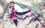  7th_dragon_2020-ii ao_jun dress hatsune_miku headphones thighhighs 