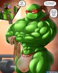  bandanna bodily_fluids clothed clothing cum donatello_(tmnt) genital_fluids genitals hi_res kerchief male modca muscular muscular_male partially_clothed penis raphael_(tmnt) reptile scalie simple_background solo sweat teenage_mutant_ninja_turtles text turtle underwear 