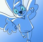  angel_gabby angel_hare anthro barefoot blue_and_white blue_eyes buckteeth clothed clothing feet female freckles gglloooopp hare humor lagomorph leporid looking_at_viewer mammal meme monochrome simple_background solo teeth the_east_patch wings 