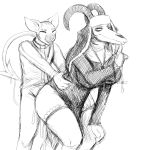  2019 ambiguous_penetration anthro bottomless caprine clothed clothing cross cum cum_inside demon domestic_cat felid feline felis female from_behind_(disambiguation) goat hladilnik horn legwear lucy_(hladilnik) male male/female mammal monochrome nun partially_clothed penetration religion sex simple_background sketch stockings 