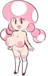  :3 areola big_breasts breasts clothing female flat_colors footwear genitals humanoid knee_highs knee_socks legwear looking_at_viewer mario_bros mostly_nude nintendo nipples not_furry open_mouth pink_areola pink_nipples plantpenetrator pussy simple_background socks solo toad_(mario) toadette white_background 