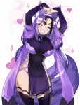  1girl absurdres allenlord animal_ear_fluff animal_ears artist_name awful_queen_(vtuber) breasts fox_ears fox_girl fox_tail heart heterochromia highres indie_virtual_youtuber large_breasts long_hair looking_at_viewer mole mole_under_eye monster_girl purple_hair smile tail 