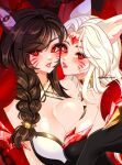  2girls absurdres ahri_(league_of_legends) animal_ears fox_ears highres immortalized_legend_ahri league_of_legends long_hair looking_at_viewer multiple_girls open_mouth red_eyes risen_legend_ahri shapy_wa smile 