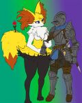  accessory anthro arm_lock armor braixen canid canine demon&#039;s_souls duo fantasy female fluted_set fox fromsoftware furgonomics generation_6_pokemon hand_holding human humanoid knight locked_arms male male/female mammal medieval medieval_armor medieval_fantasy melee_weapon metal_arm military nintendo pokemon pokemon_(species) soldier spectral_gauss sword tail tail_accessory tail_tuft tuft tufted_ears warrior weapon 