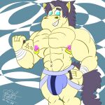 1:1 2018 abs anthro bandage big_butt big_muscles bubble_butt bulge butt clothing equid equine equine_hoof equine_mane equine_tail fluffy fluffy_tail fur hi_res hooves horn jockstrap long_tail male mammal muscular mythological_creature mythological_equine mythology navel navel_piercing nickbravecomics nipple_piercing nipples package pecs piercing pink_nipples renner_(nickbravecomics) smile smiley_face solo tail underwear unicorn unicorn_horn vein yellow_body yellow_fur