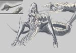  1girl breasts godzilla_(series) kaijuu king_kong_(series) kong:_skull_island medium_breasts monster_girl monsterverse no_humans personification simple_background sketch skullcrawler 