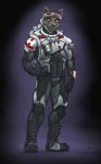 anthro armor astronaut backpack boots canid canine canis clothing digital_media_(artwork) elbowpad equipment eyewear footwear gauntlets gloves goggles hand_on_hip headphones headset kneepad male mammal marsonaut radio science_fiction smile space spacesuit straps suit wolf 