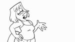  16:9 animated anthro black_and_white canid canine canis clothing cute_fangs dipstick_tail domestic_dog female galactabee hand_on_face mammal markings monochrome nikki_(galactabee) shirt short_playtime solo tail tail_markings tank_top topwear widescreen 