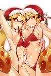  bikini bikini_top bottomless breasts christmas cleavage inkling_(splatoon) pointy_ears splatoon swimsuits undressing uzura_kazuhisa 