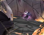  5:4 anthro black_body brother_(lore) brothers_(lore) detailed_background digital_media_(artwork) duo fight hi_res hollow_knight horn infection male peterson_drawn radiance_(hollow_knight) sibling_(lore) team_cherry the_knight_(hollow_knight) vessel_(species) 