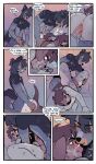  8_panel_comic anal anal_penetration anthro anthro_on_anthro anthro_penetrated anthro_penetrating anthro_penetrating_anthro balls bedroom_eyes blue_body blue_fur blue_hair blush blush_lines brown_body brown_fur brown_hair butt canid canine canis clay_(sparkibarki) dialogue doggystyle domestic_dog duo edith_(sparkibarki) english_text erection from_behind_position from_front_position fur genitals hair half-closed_eyes hi_res humanoid_genitalia humanoid_penis licking licking_lips looking_pleasured lying male male/male male_penetrated male_penetrating male_penetrating_male mammal missionary_position narrowed_eyes nude on_back open_mouth penetration penile penile_penetration penis penis_in_ass profanity scar scars_all_over seductive sex smile smirk smug smug_face smug_grin sound_effects sparkibarki speech_bubble text tongue tongue_out 