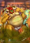  anthro armpit_sniffing ball_sniffing balls balls_outline bdsm belly bodily_fluids bondage bound bowser bulge butt canid canine detailed_bulge dominant dominant_male fart fart_cloud farting_on_face fox gassy genital_outline genitals group hi_res koopa laught468 male male/male mammal mario_bros musk musky_cock nintendo obese obese_male overweight overweight_male scalie size_difference smelly sniffing sweat thick_thighs trio 