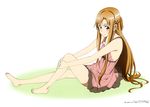  asuna_(sword_art_online) dress habe_takashi no_bra sword_art_online 