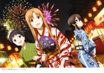  asuna_(sword_art_online) kirigaya_suguha shino_asada sword_art_online takata_akira yukata 