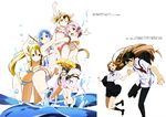  adachi_shingo animal_ears asuna_(sword_art_online) bikini cleavage kirito kobayashi_keisuke leafa lisbeth pina pointy_ears seifuku silica swimsuits sword_art_online tail wet yui_(sword_art_online) 