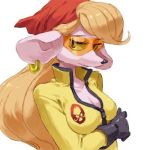  anthro breasts cleavage clothed clothing crossed_arms ear_piercing eyewear female glasses gloves low_res mammal mouse penelope_(sly_cooper) piercing rodent simple_background solo unknown_artist white_background 