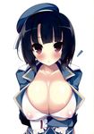  bra breast_hold cleavage erect_nipples kantai_collection mujitan open_shirt see_through takao_(kancolle) tsumugie underboob uniform 