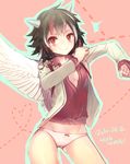  cleavage cosplay horns keemoringo kijin_seija kishin_sagume no_bra open_shirt pantsu touhou wings 