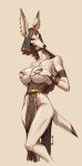  2018 anthro big_breasts breasts canine clothed clothing ear_piercing egyptian female jackal mammal nibhaaz nipple_piercing nipples piercing solo 