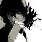  alucard_(hellsing) black glasses gloves grey hellsing lowres male_focus monochrome oekaki solid&amp;etc solo white white_background 