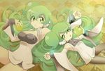  apple apple_inc. bad_id bad_pixiv_id breasts food fruit green_eyes green_hair green_nails headphones konakonagona large_breasts long_hair macintosh macloid macne_nana macne_nana_petit multiple_girls nail_polish pantyhose 