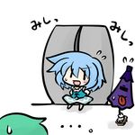  blue_hair chibi karakasa_obake lowres purple_umbrella solo tatara_kogasa touhou umbrella yanagi_(nurikoboshi) |_| 