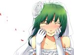  bride dress elbow_gloves flower gloves green_hair haruba_negi shiki_eiki short_hair smile solo touhou wedding_dress 