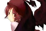  bad_id bad_pixiv_id close-up face hat highres mystia_lorelei red_eyes red_hair short_hair siguredoki simple_background solo touhou wings 