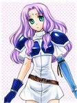  74 armor blush elbow_gloves fire_emblem fire_emblem:_rekka_no_ken florina gloves long_hair pegasus_knight ponytail purple_hair solo 