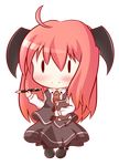  absurdres ahoge bad_id bad_pixiv_id blush book buttons chibi full_body head_wings highres koakuma necktie pen shoes smile solo touhou transparent_background uruc 