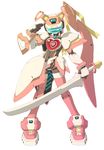  1girl fei-yen female full_body heart mecha shield solo sword virtual_on weapon white_background 