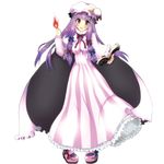  absurdres bad_id bad_pixiv_id book crescent fire full_body hat highres long_hair mary_janes patchouli_knowledge purple_eyes purple_hair ribbon shoes solo touhou transparent_background yamineko 