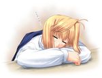  arcueid_brunestud blonde_hair long_skirt miyai_sen short_hair skirt sleeping solo sweater translation_request tsukihime turtleneck 